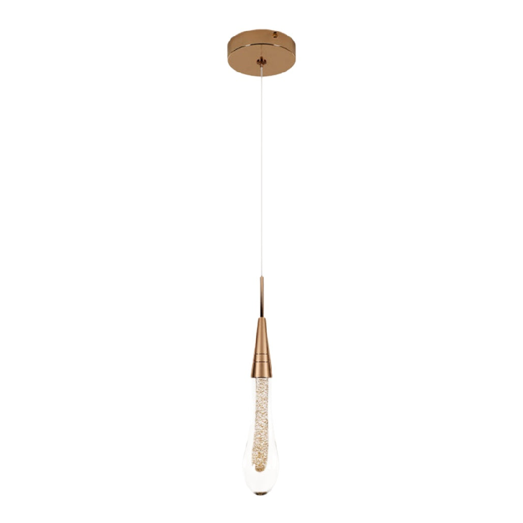 Suspension en verre transparent avec détail doré, design moderne
