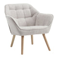 Fauteuil en tissu beige avec pieds en bois naturel