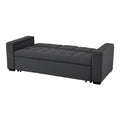Sofa-lit gris foncé avec rangement intégré et matelassage élégant.