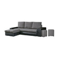 Canapé d'angle moderne en tissu gris avec pouf assorti
