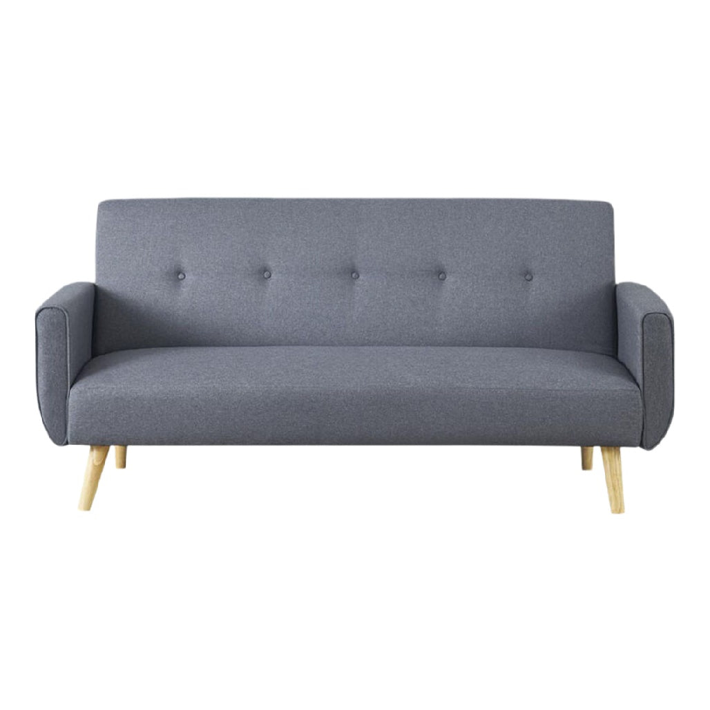 Sofa Moderne en Tissu Gris avec Pieds en Bois
