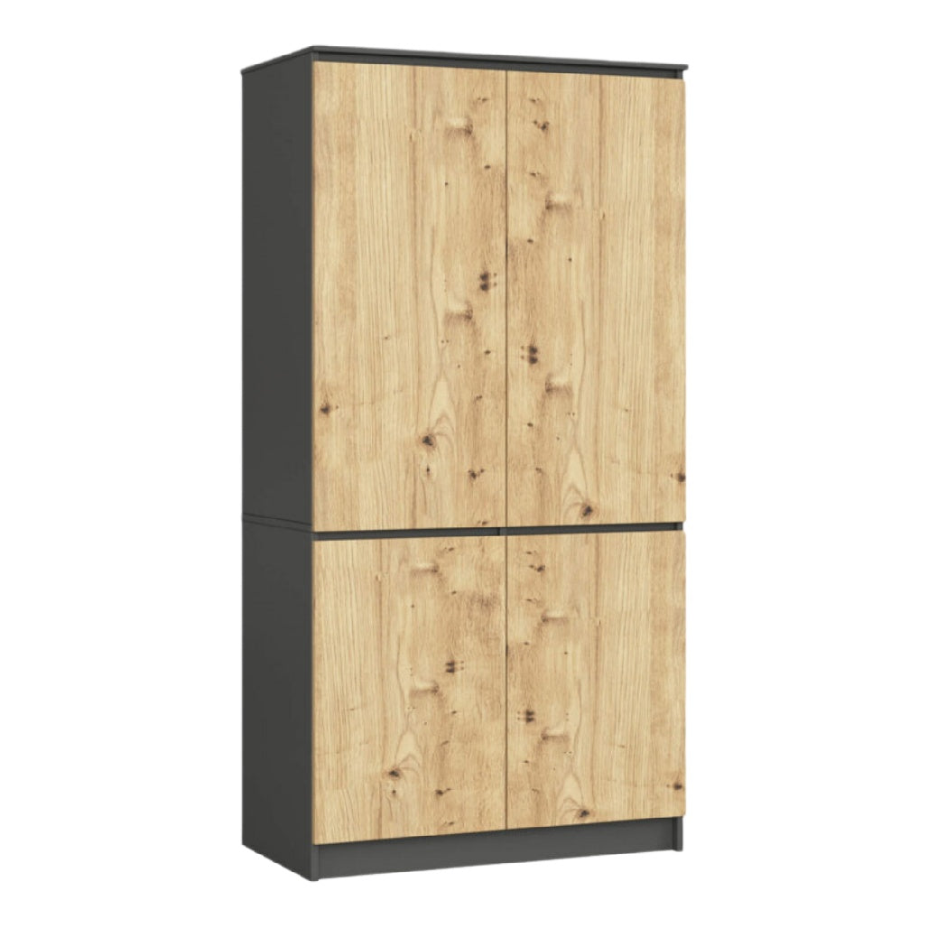 Armoire contemporaine en bois clair et structure noire
